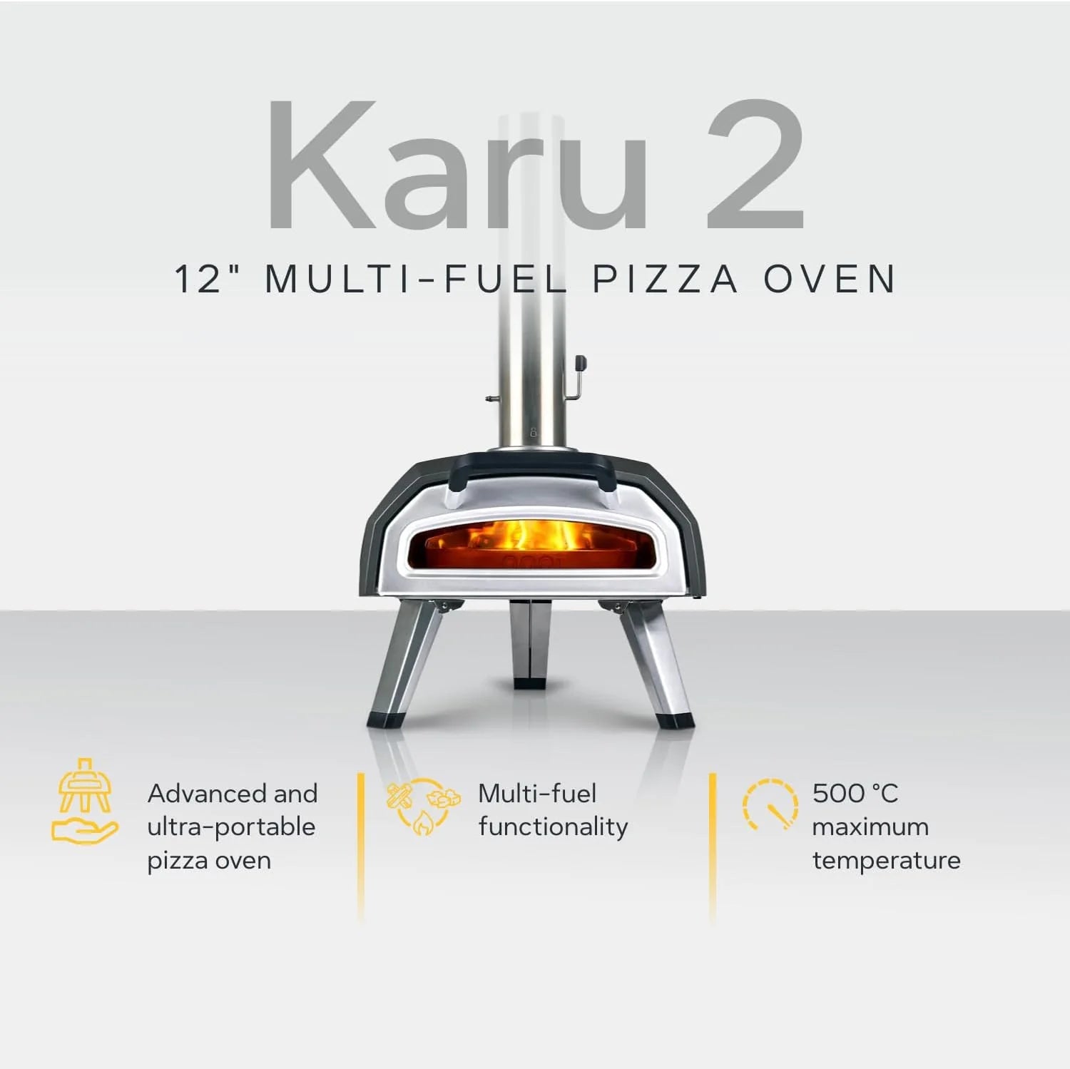 Ooni Karu 2 Multi-Fuel Outdoor Pizza Oven - Wood and Gas Outdoor Pizza Oven with Pizza Stone