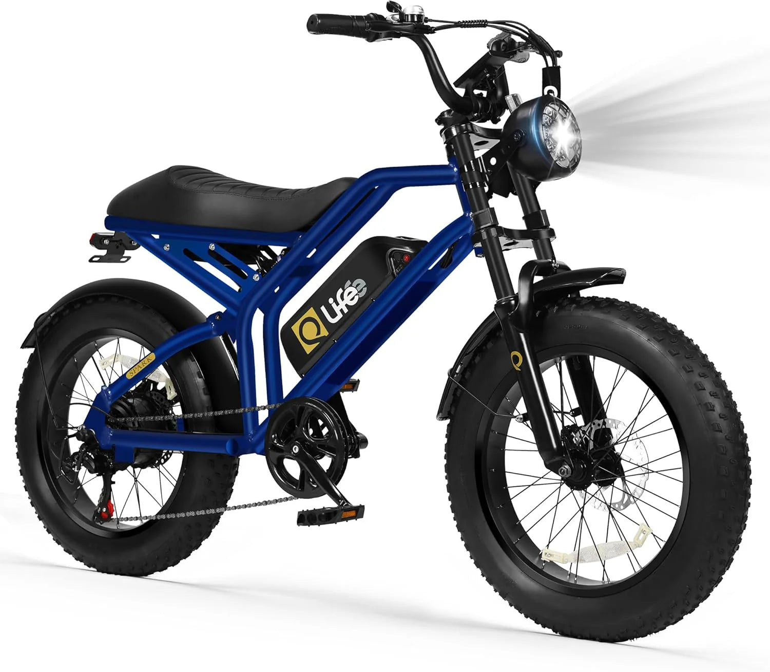 Qlife Electric Bike for Adults/Teens Spark-1500W Peak Motor 20 Fat Tires 28MPH(Unlock to 35MPH) Dirt Bike