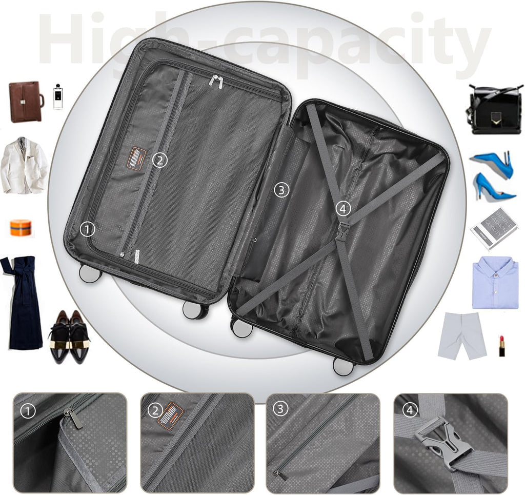 Luggage 6-piece hardshell expandable suitcase lightweight travel carry-on luggage set