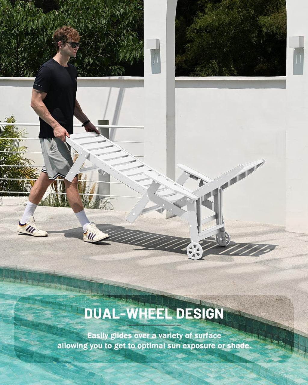 Lounge Chair Outdoor Chaise Lounge HDPE 6-Position Outdoor Chaise Lounge Patio Lounge Chair