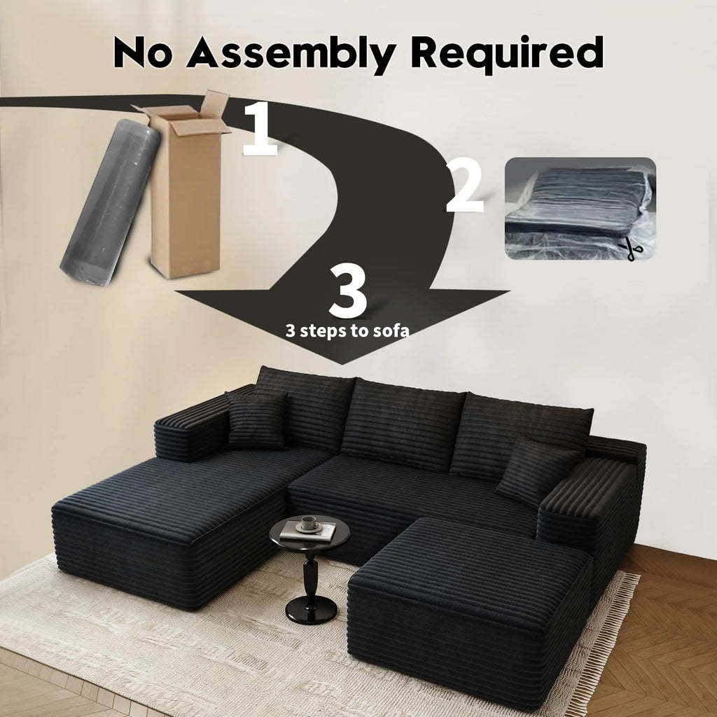 107.5 Cloud Modular Sectional Sofa Couch with L-Shape Chaise,Modern Minimalist Upholstered Couches