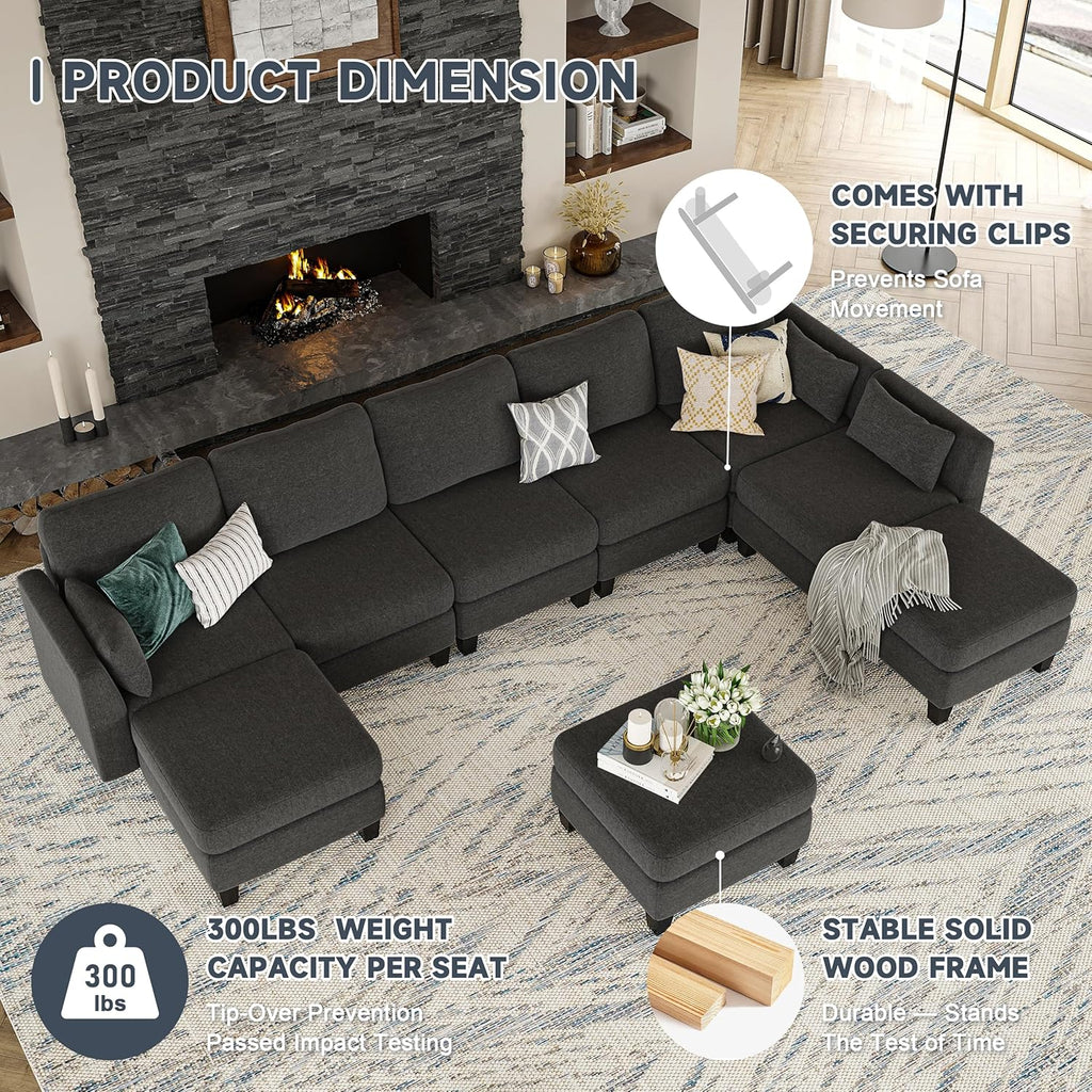 Modular Sectional Sof Convertible U Shaped Sofa Couch with High Density Memory Foam