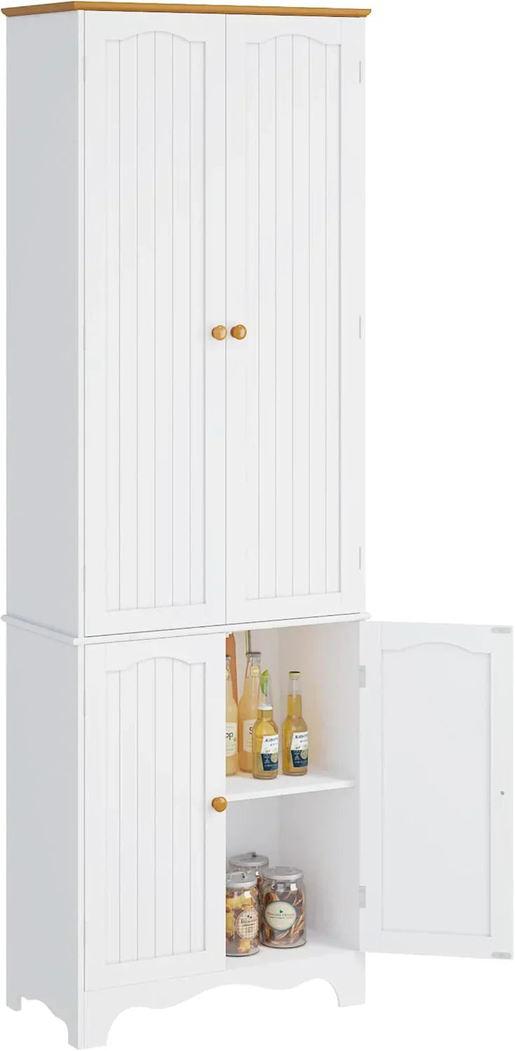 Tall Pantry Cabinet Freestanding Storage Cabinet Wooden Kitchen Pantry with 4 Doors