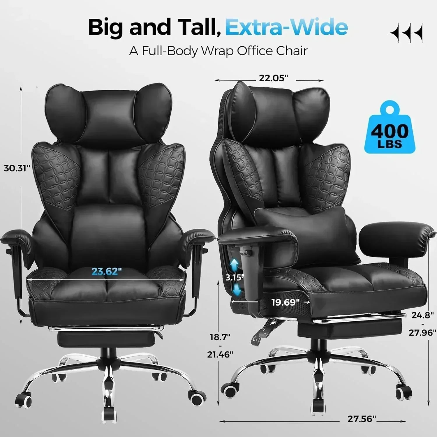 Large Tall Gaming Chair 400 lb Heavy Duty Office Chair
