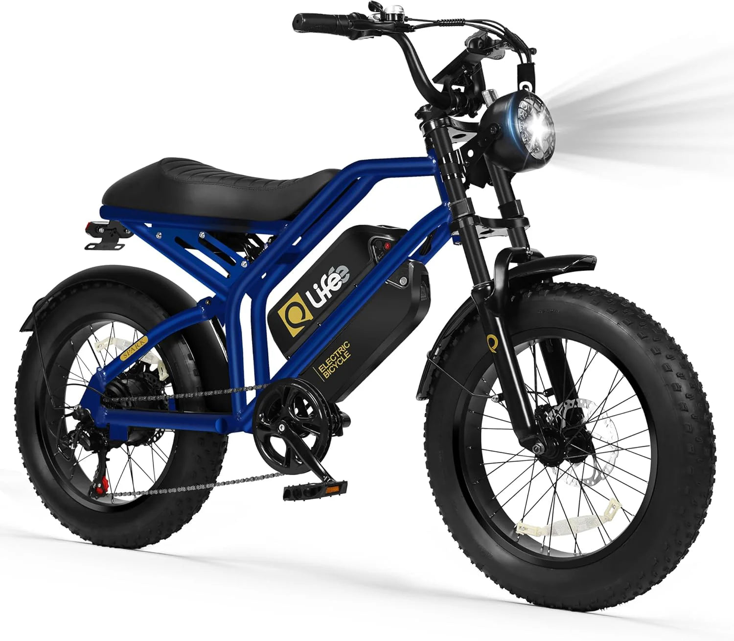 Qlife Electric Bike for Adults/Teens Spark-1500W Peak Motor 20 Fat Tires 28MPH(Unlock to 35MPH) Dirt Bike