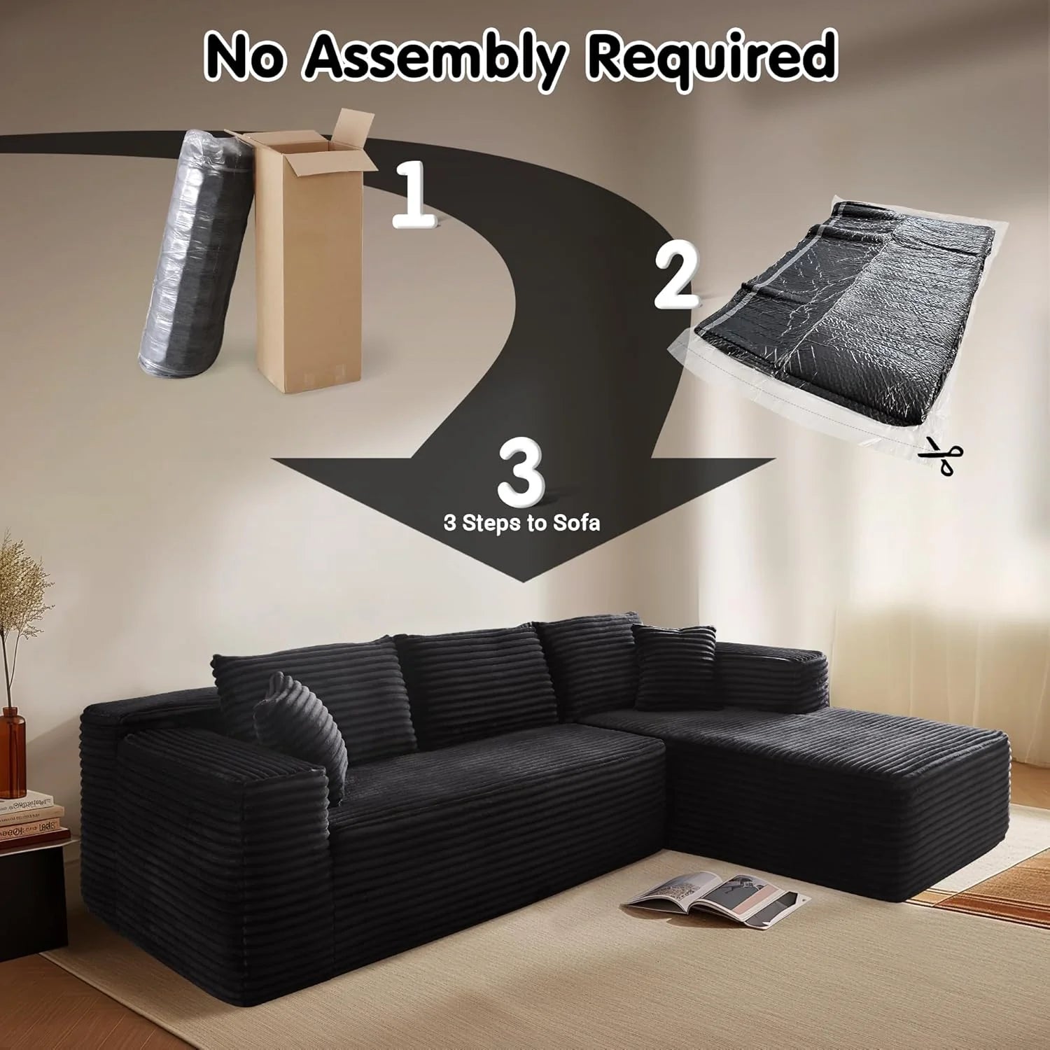 Ovios 104 Cloud Section Sofa L-shaped lounge chair, modern modular sofa