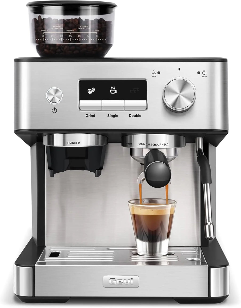 Gevi 20 Bar Espresso Machine with Grinder & Milk Frother