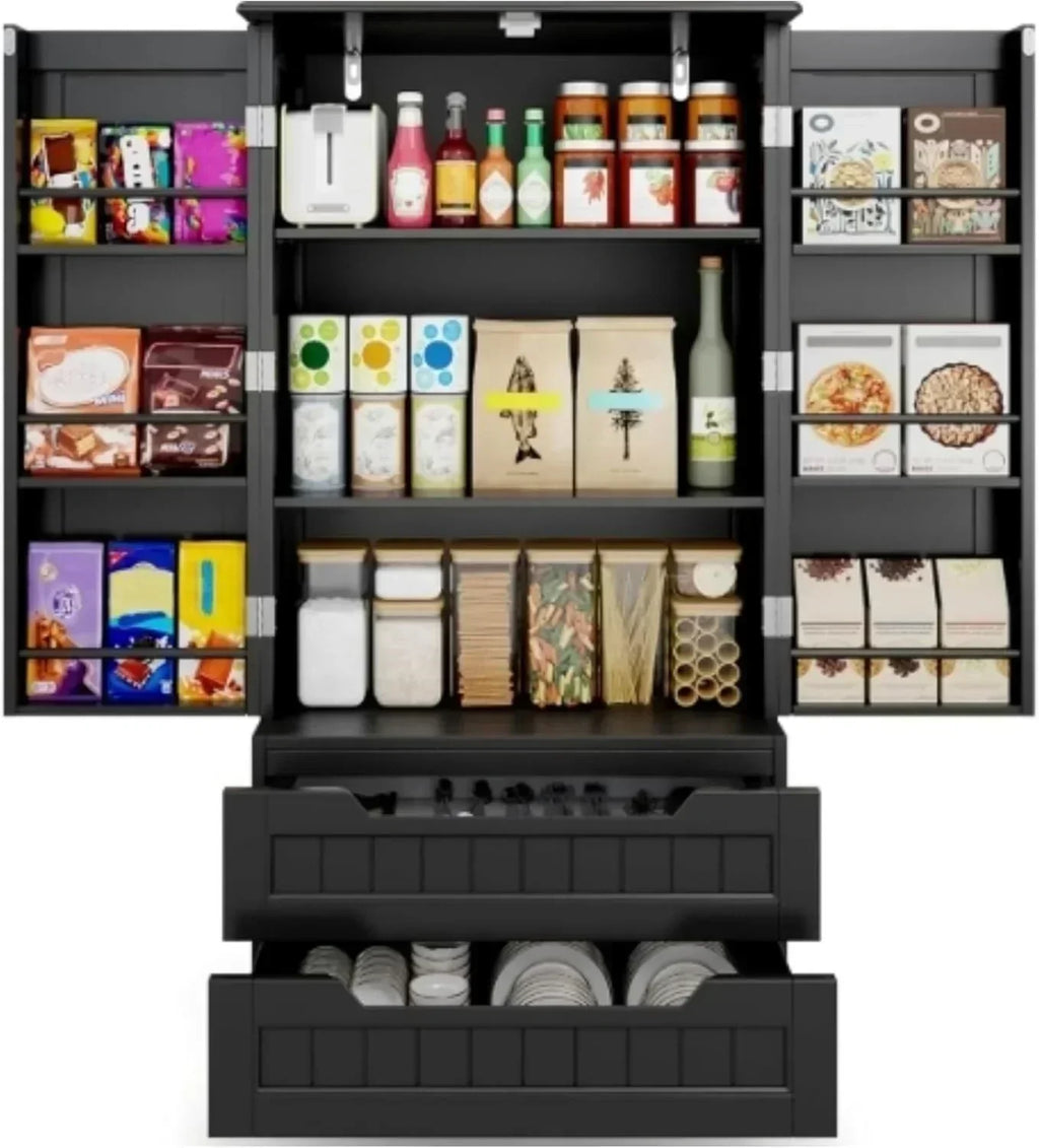 Gizoon Kitchen Pantry Cabinet with Drawers Freestanding Bathroom Storage Cabinet with Doors