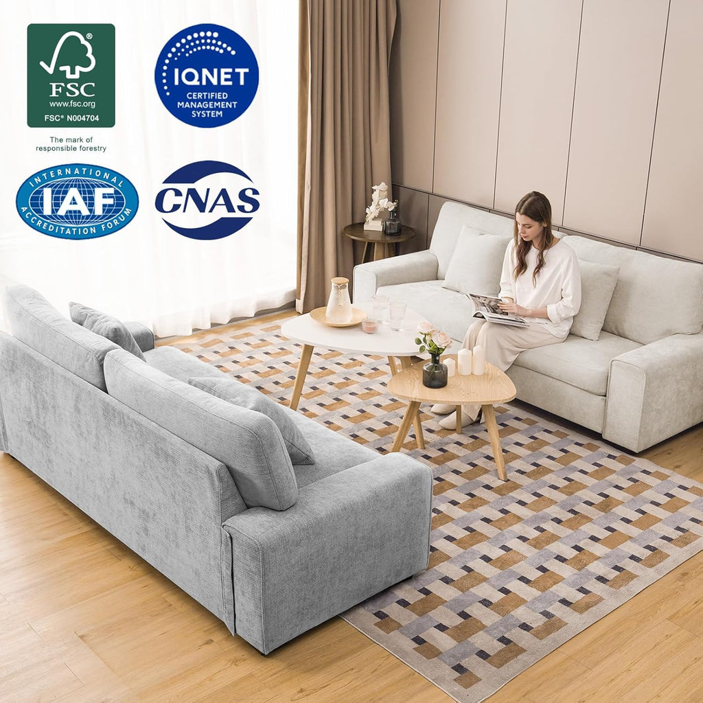 DOPEDIO living room double sofa chenille lounge chair removable solid wood frame