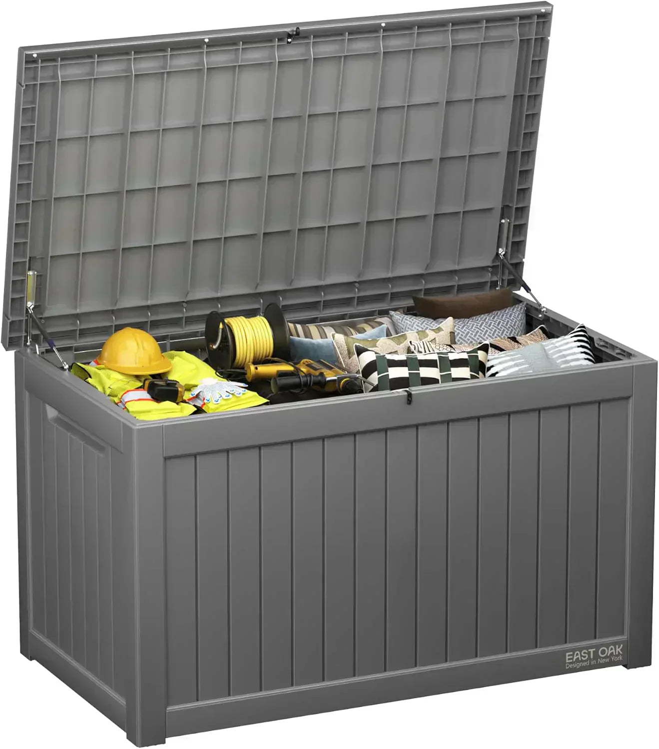 EAST OAK Outdoor Storage Box 60 Gallon Deck Box Indoor and Outdoor Use Waterproof Resin Storage