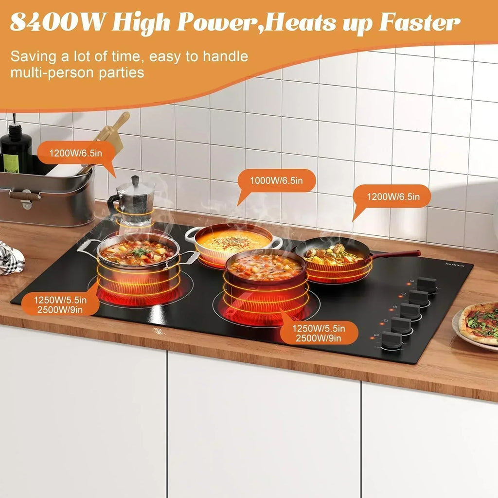 Karinear 30 Inch Electric Cooktop 4 Burners Built-in Ceramic Cooktop Radiant Electric Stove Top