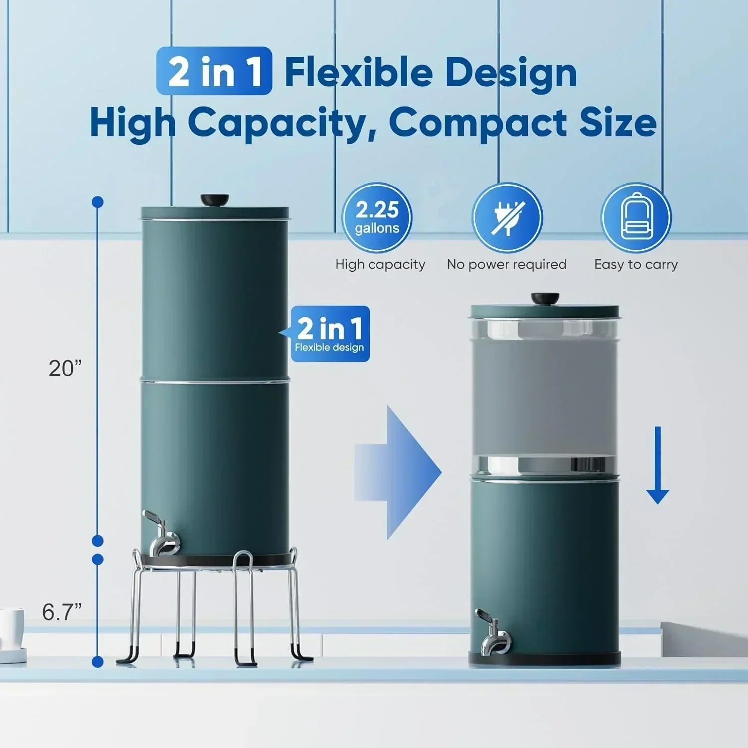 Purewell three-stage 0.01��m ultrafiltration gravity water filtration system 304