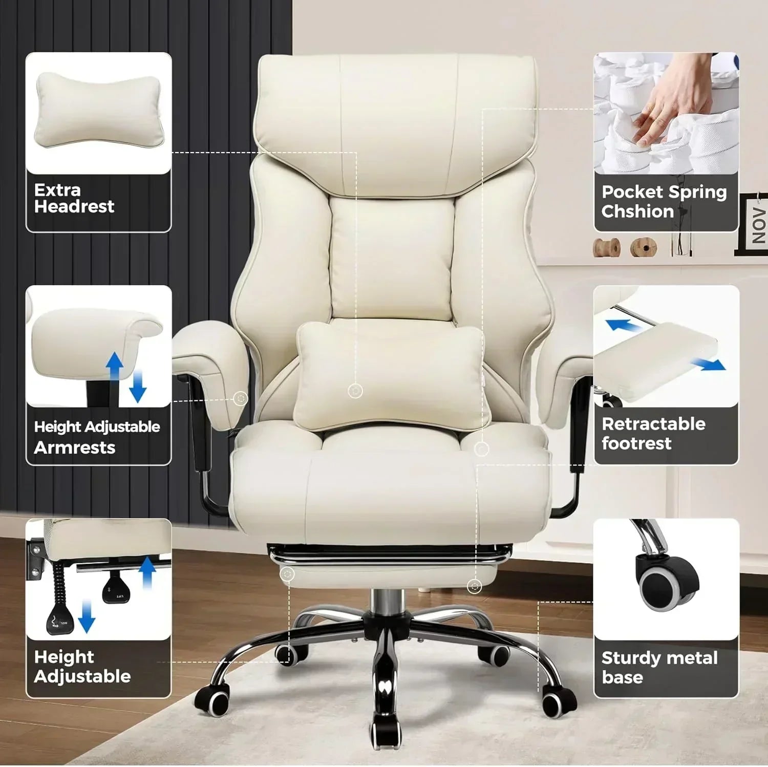 Large Tall Gaming Chair 400 lb Heavy Duty Office Chair