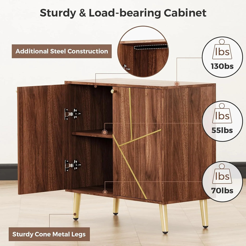 Free Standing Cabinet Black Wood for Living Room, Bedroom, Dining Room, Hallway, Entryway