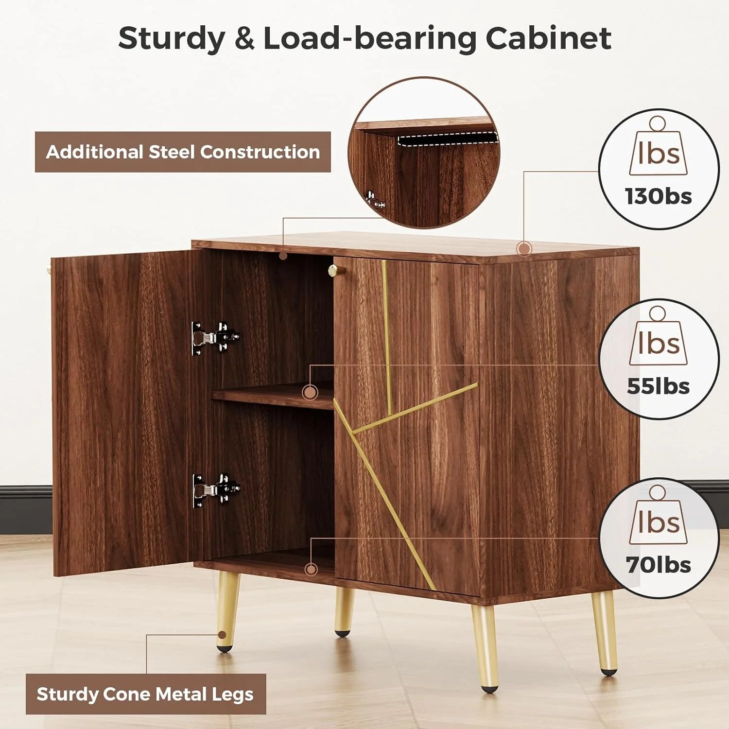 Free Standing Cabinet Black Wood for Living Room, Bedroom, Dining Room, Hallway, Entryway