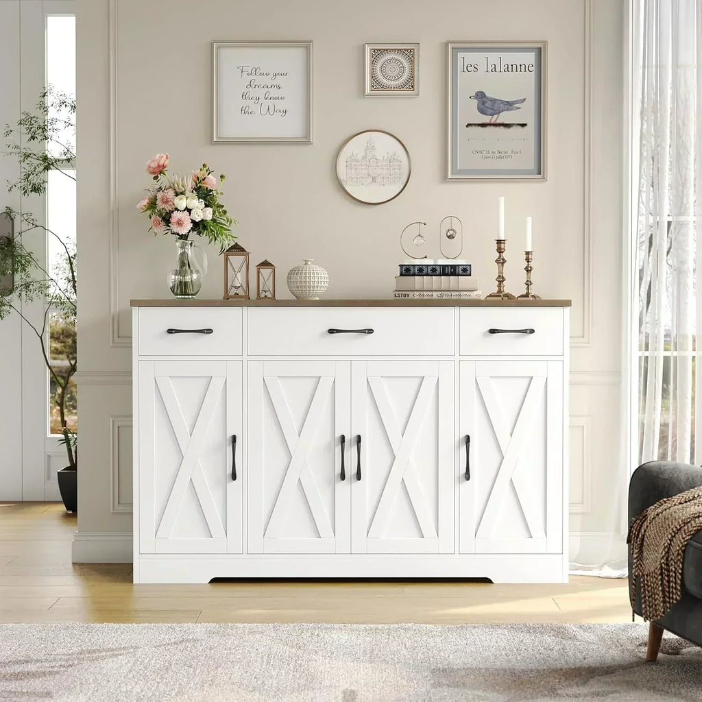 Sideboard with drawers large 55-inch sideboard modern farmhouse wood kitchen dining table