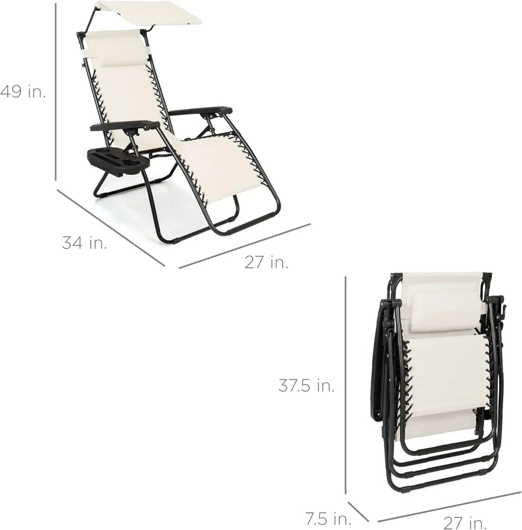 Best Choice Products Folding Zero Gravity Recliner Patio Lounge Chair Adjustable Canopy Shade
