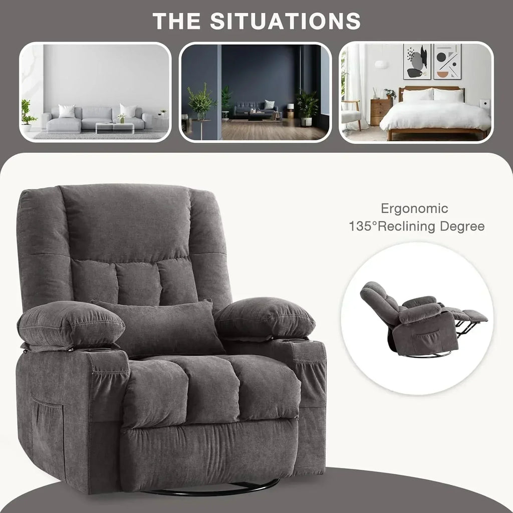 Massage rotating rocking lounge chair with vibration massage and calorie metering functions