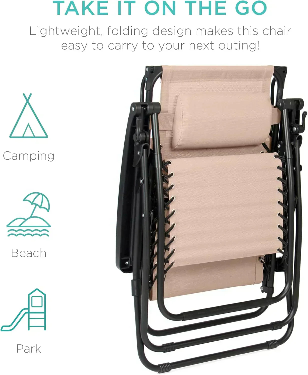 Best Choice Products Folding Zero Gravity Recliner Patio Lounge Chair Adjustable Canopy Shade