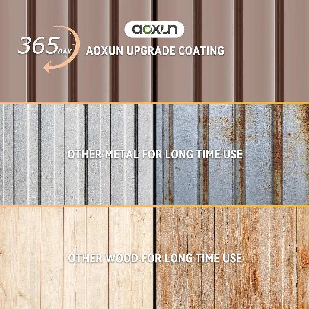 Aoxun 7.4x5.3FT Shed with Floor Galvanized Steel Outdoor Storage Shed Metal Garden Shed