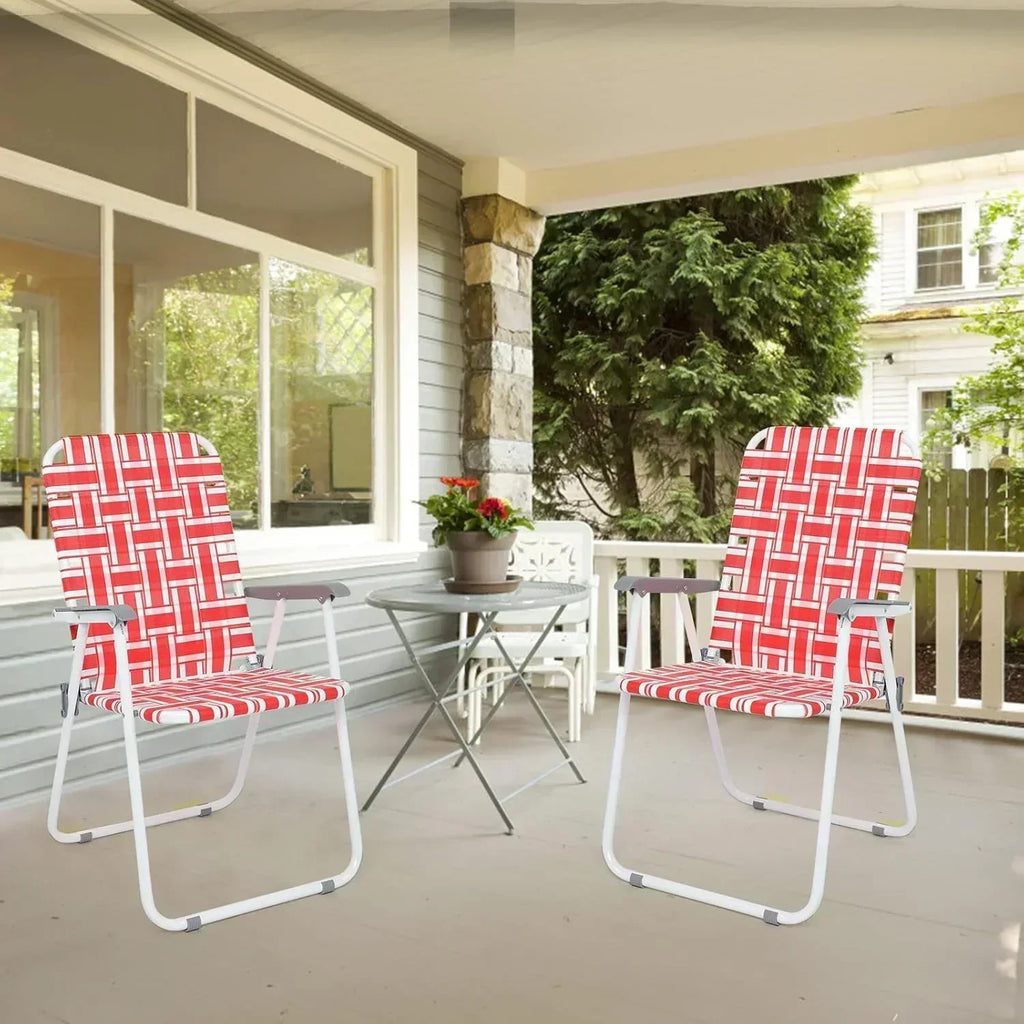 VINGLI Patio Lawn Webbed Folding Chairs Set of 2 Outdoor Beach Portable Lawn Chair