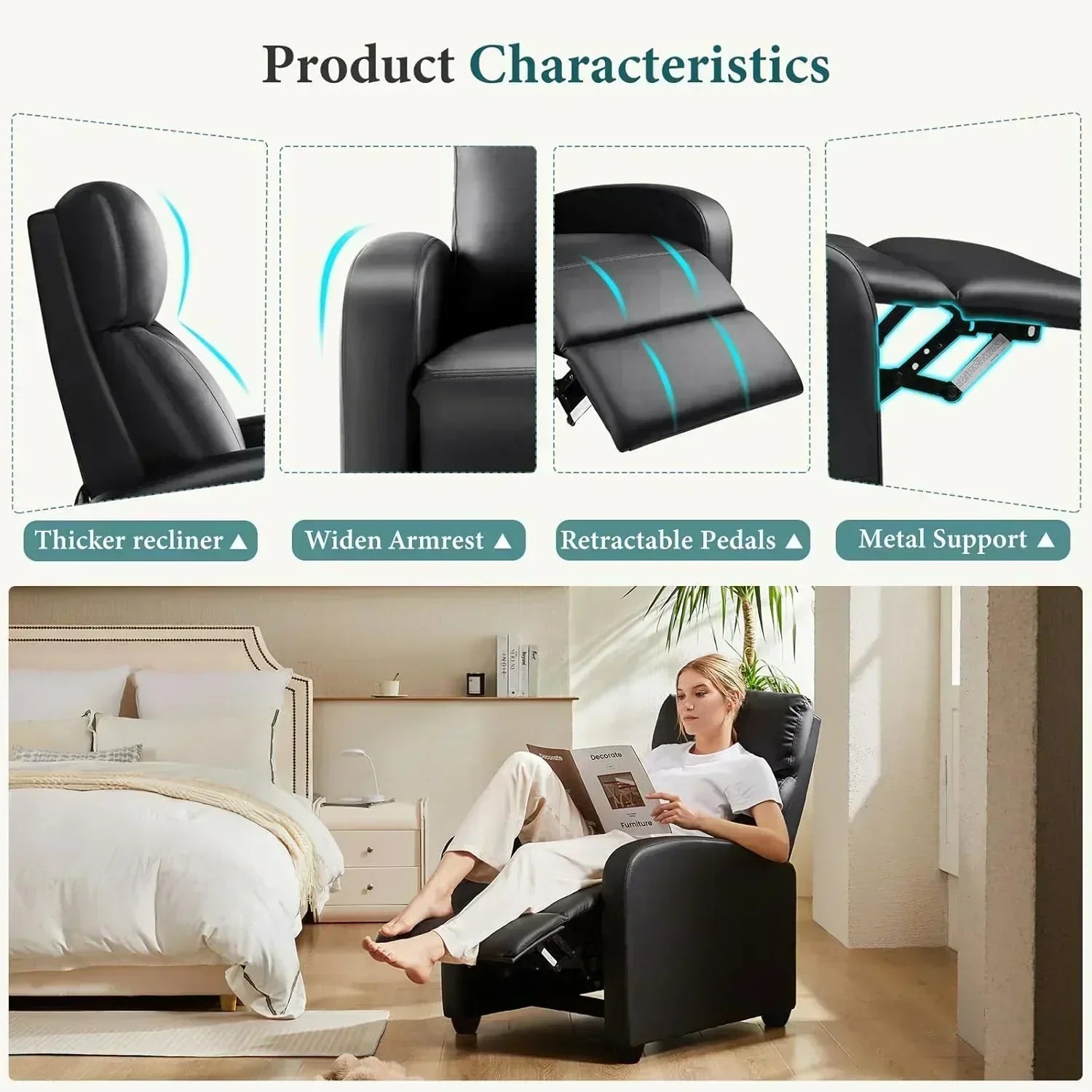Adult recliner living room massage recliner adjustable home theater chair single sofa