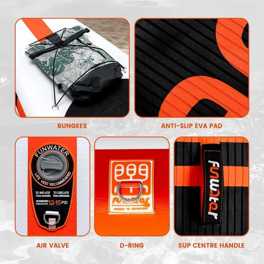 FunWater Inflatable Stand Up Paddle Board Premium SUP Paddle Accessories EVA Deck