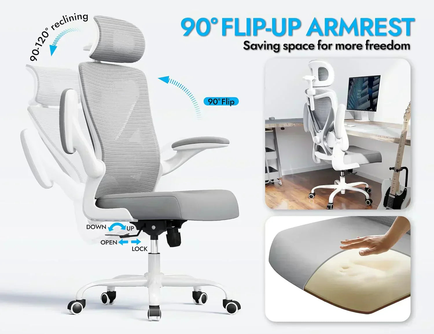 Office computer desk and chair gaming chair with lumbar support and headrest