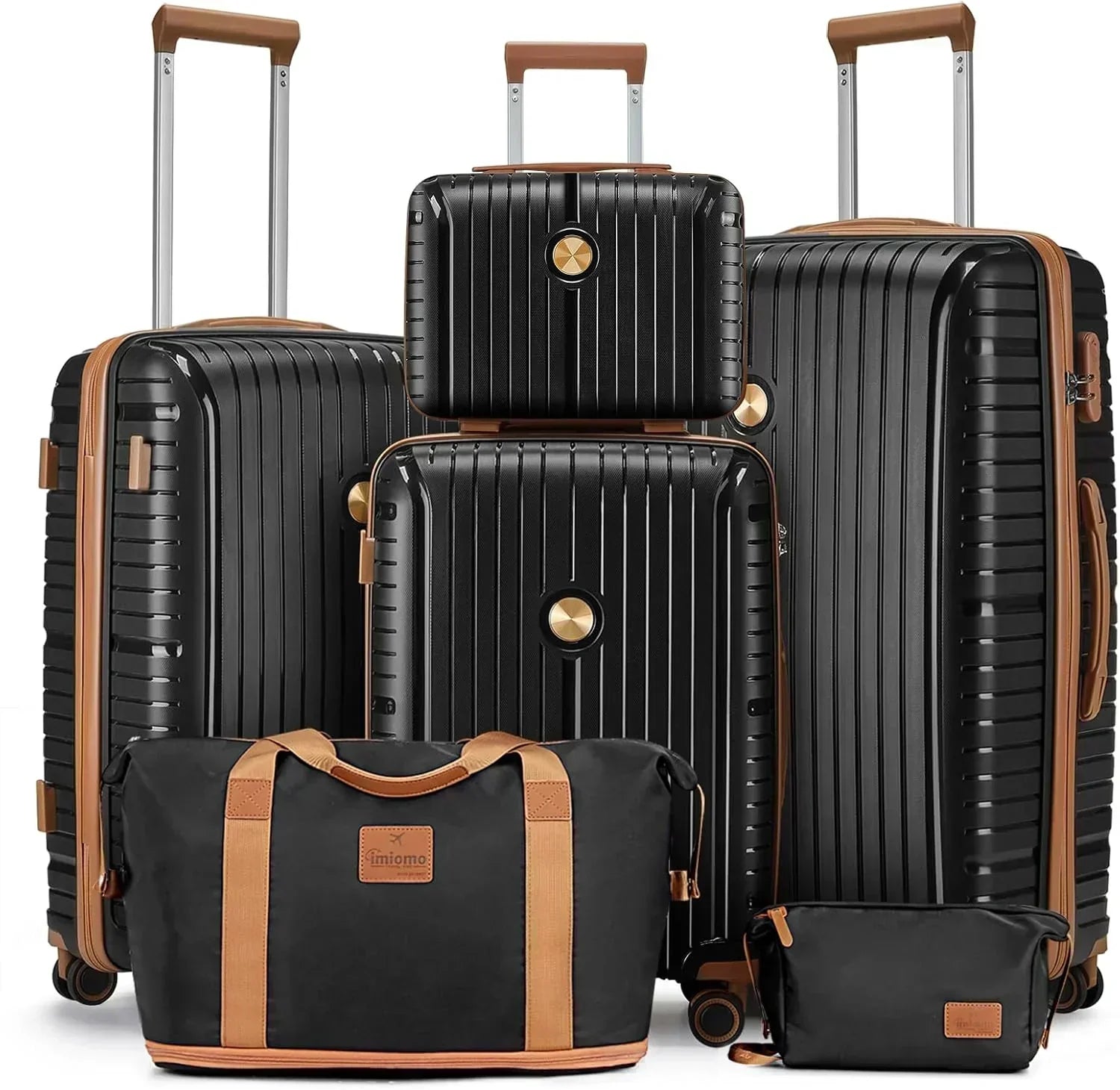 5-piece PP hardshell lightweight travel carry-on luggage set with dual spinner wheels