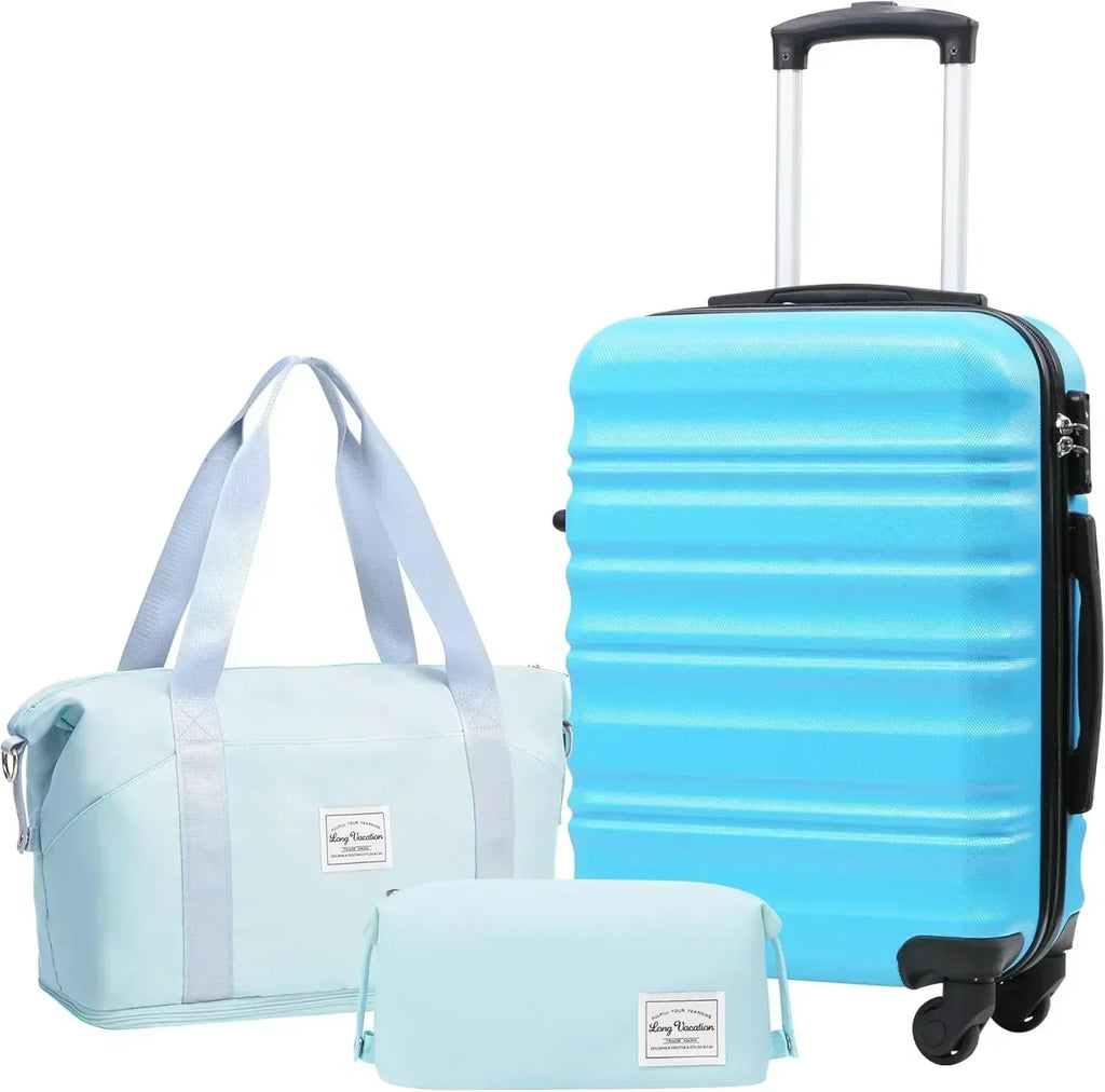 LONG VACATION 6 Piece Luggage Set Carry on Suitcase with ABS+PC hardshell Spinner Wheels