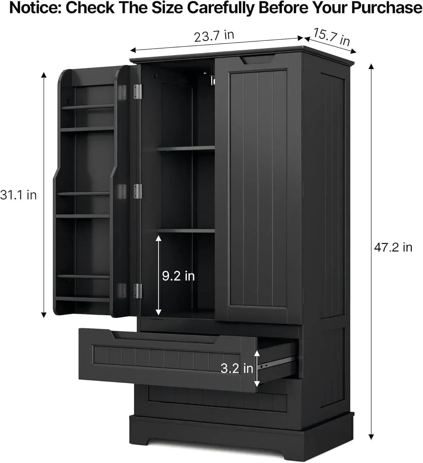 Gizoon Kitchen Pantry Cabinet with Drawers Freestanding Bathroom Storage Cabinet with Doors