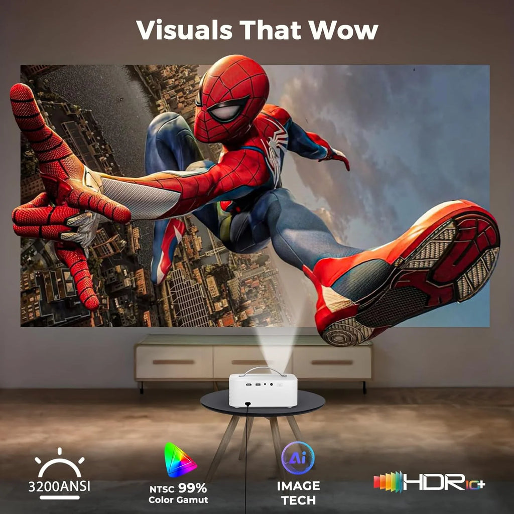 [5000+ Official-Apps & 3200 ANSI & 50W Dolby Audio] Outdoor-Projector-4k with WiFi