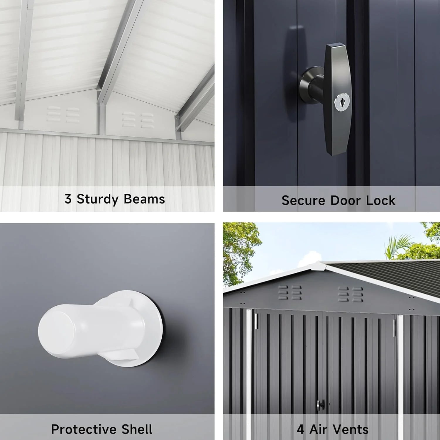 Polar Aurora 8 x 12 FT Outdoor Storage Shed, Metal Garden Shed with Updated Frame Structure, Tool Sheds for Backyard Garden Patio Lawn Black