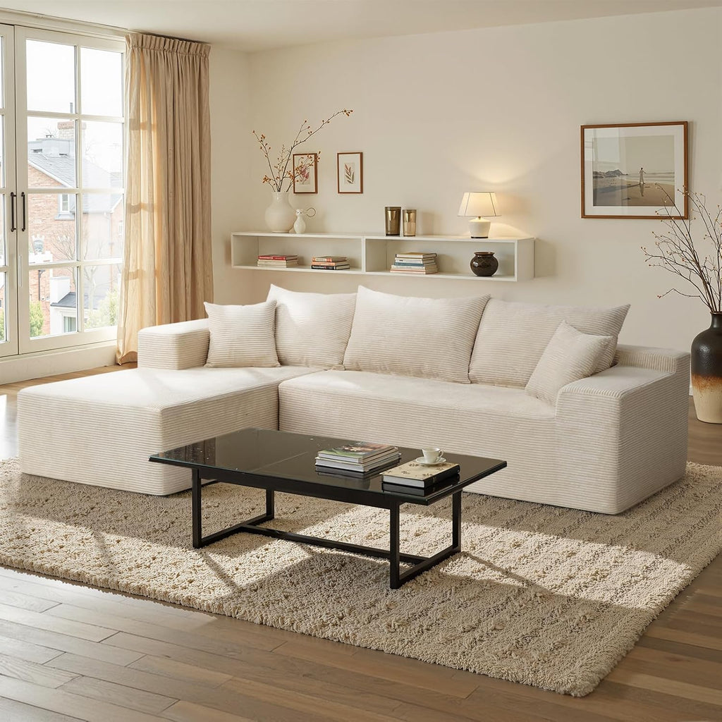 Cloud sofa with L-shaped lounge chair modern modular sofa with deep seats