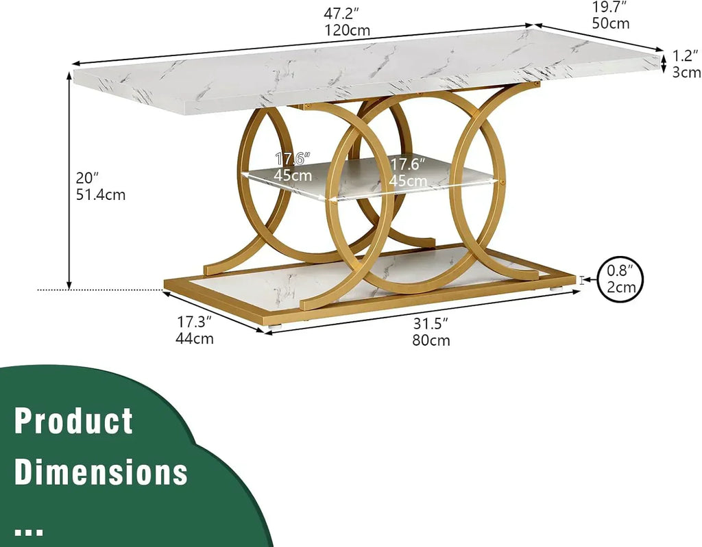 GiftGo Rustic Style Coffee Table Storage Industrial Style Three Tier Centerpiece Living Room Table