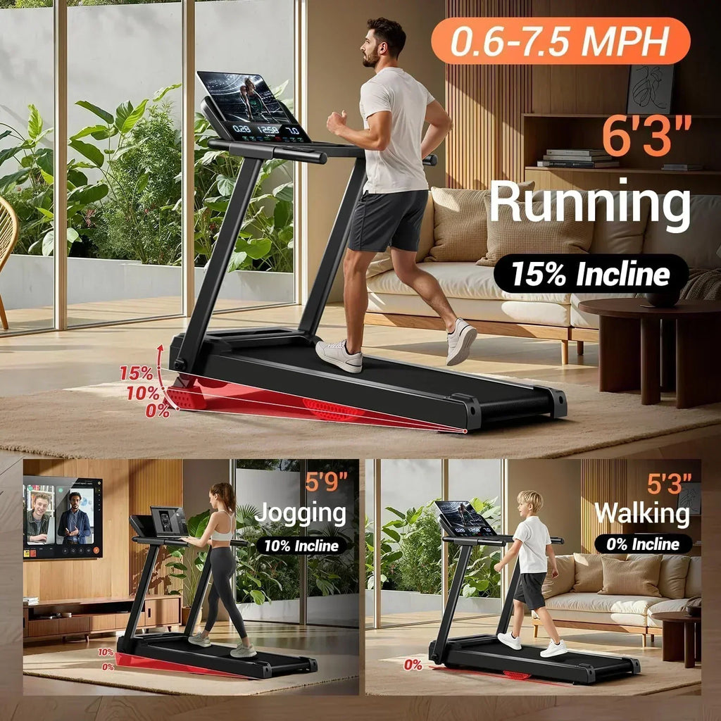 Home Treadmill 15% Incline Treadmill 3.0 hp Quiet Brushless Dual Cushion System