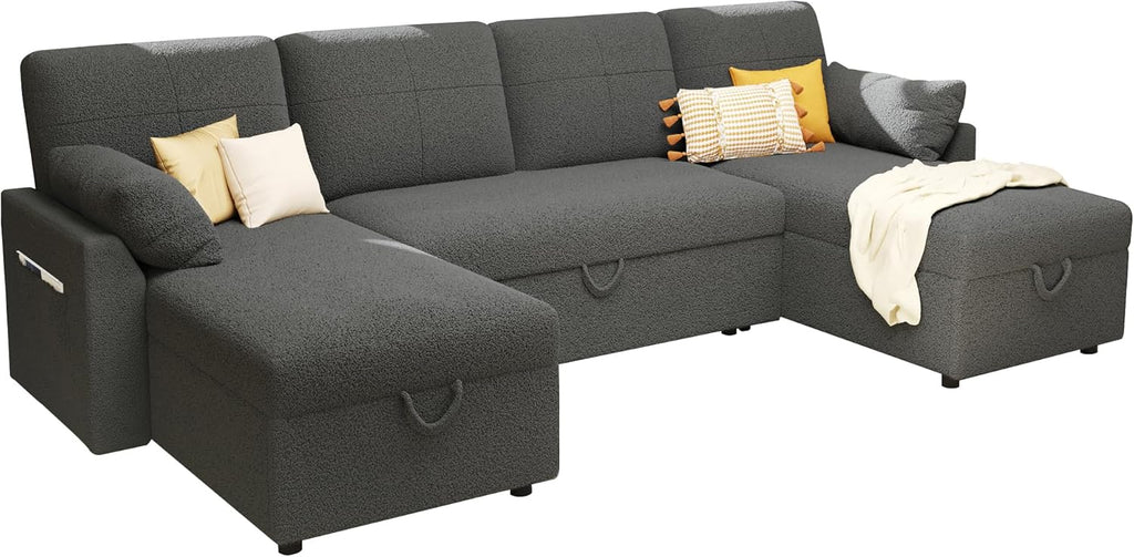 VanAcc Sofa Bed Sleeper Sofa with Storage Chaise 2 in 1 Pull Out Couch Living Room