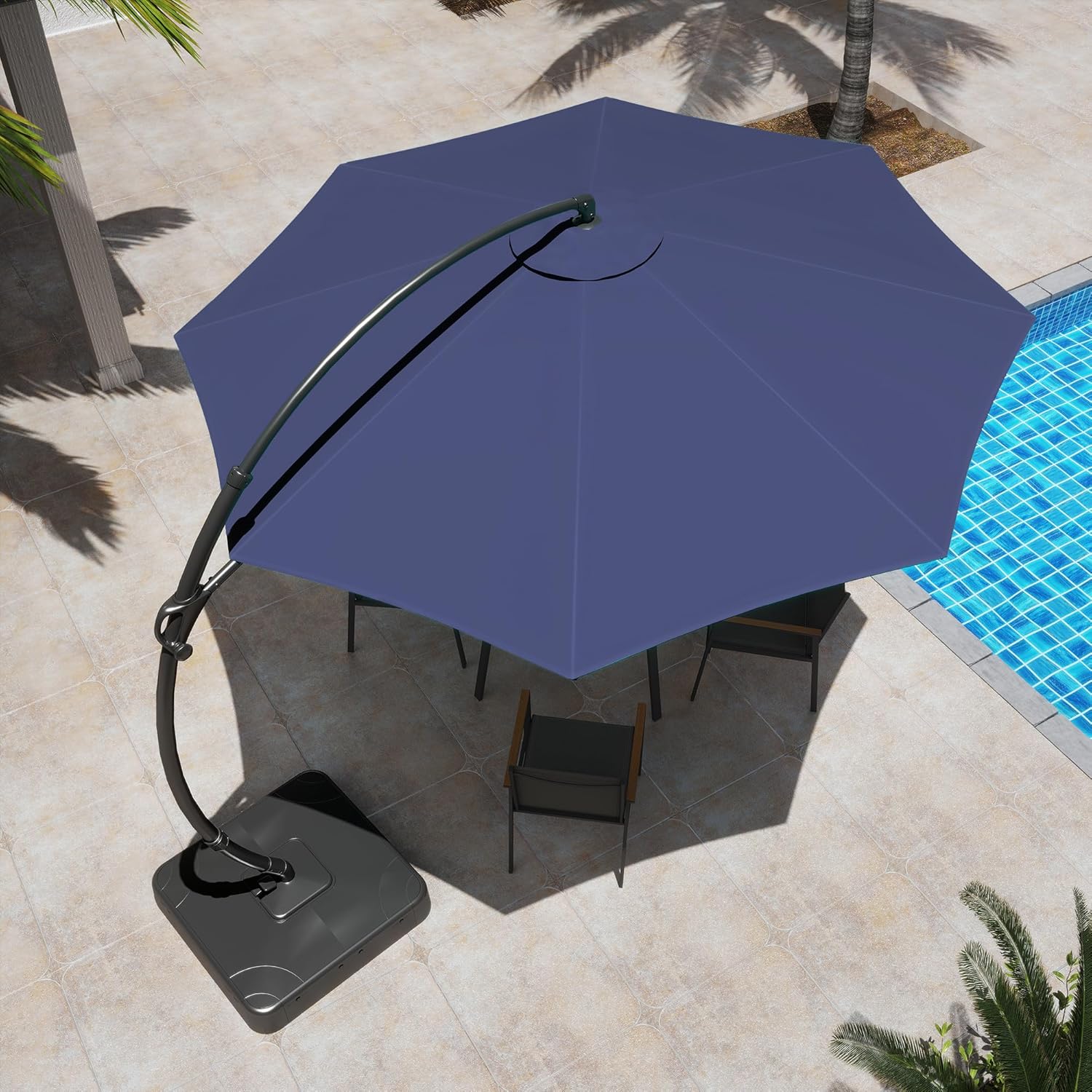 LAUSAINT HOME Outdoor Patio Umbrella with Base included 11 FT Deluxe Curvy Cantilever Umbrella