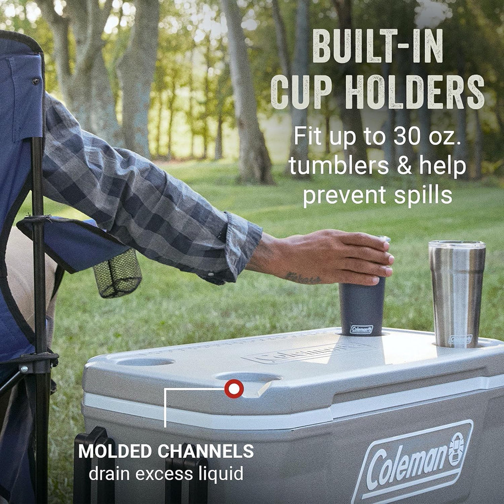 Coleman Insulated Portable Rolling Cooler with Wheels, Leak-Proof Outdoor Hard Cooler, Keeps Ice for Up to 5 Days, 100 Quart