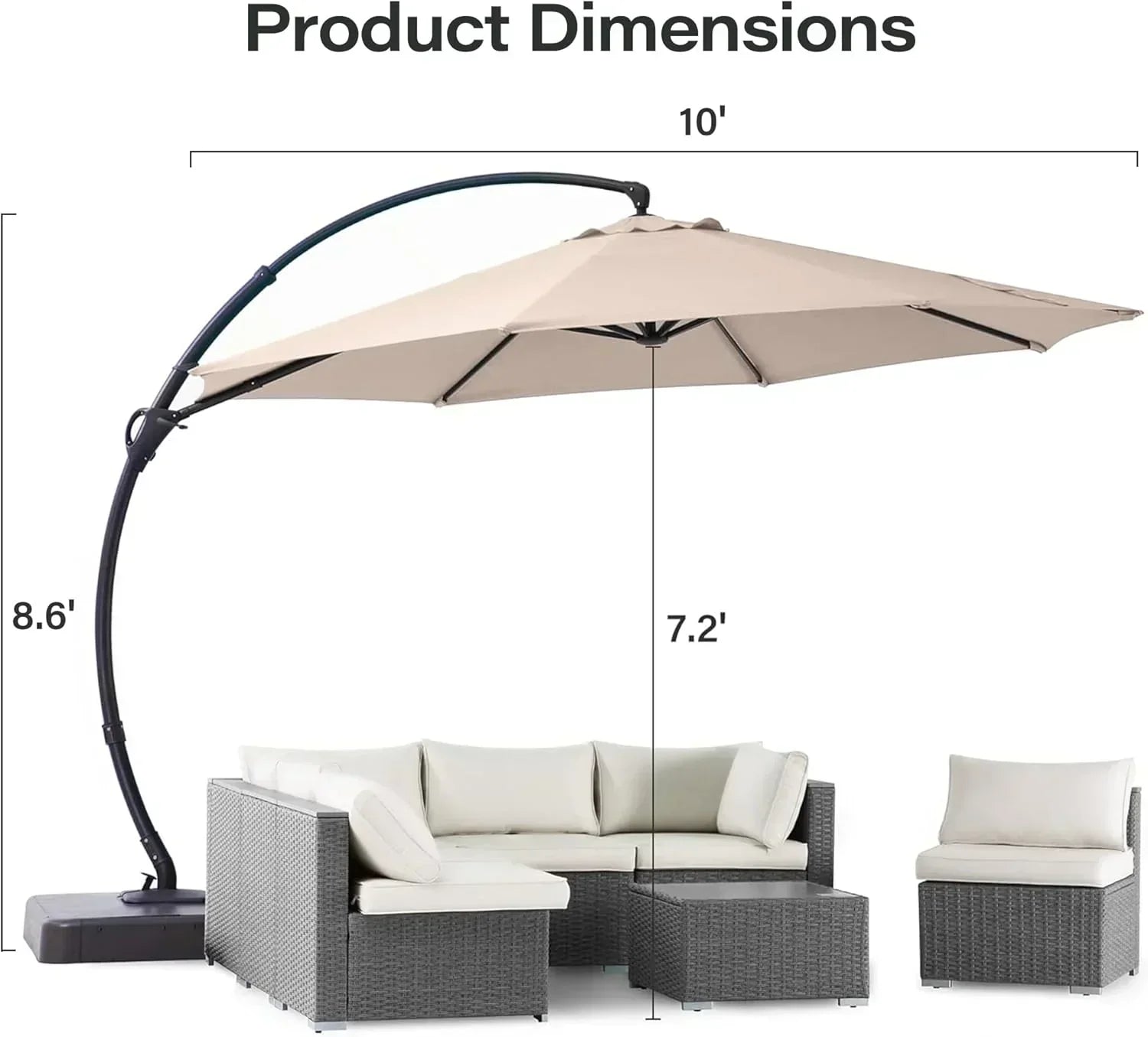 LAUSAINT HOME Outdoor Patio Umbrella with Base included 11 FT Deluxe Curvy Cantilever Umbrella