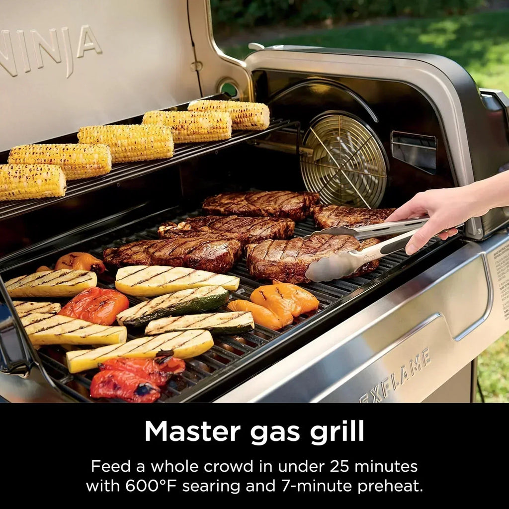 Ninja FlexFlame Grill and Smoker Electric Propane Grill Roaster BBQ Grill 5-in-1 Cooking System