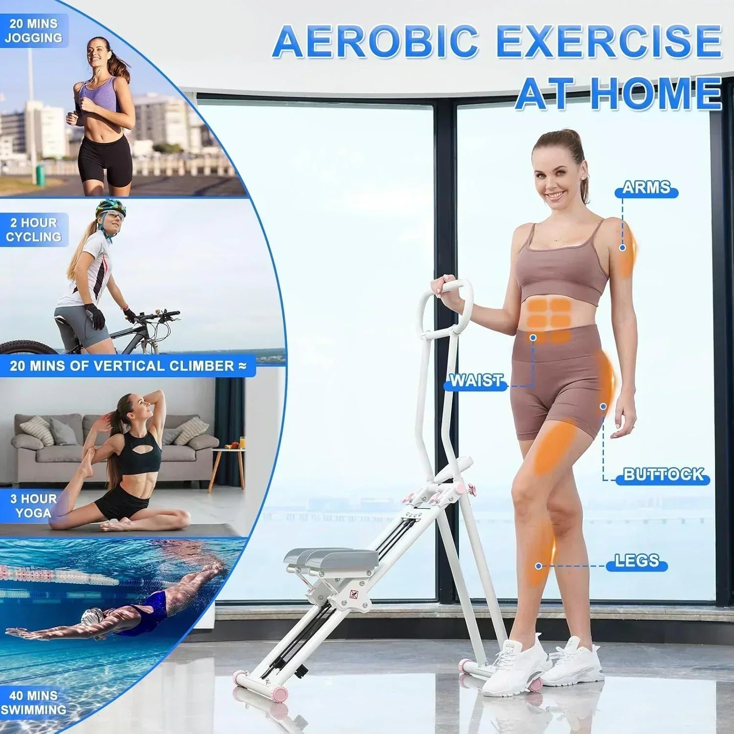 Stair Stepper for Home Gym Folding Vertical Climber Cardio Exercise Machine Stair Climber