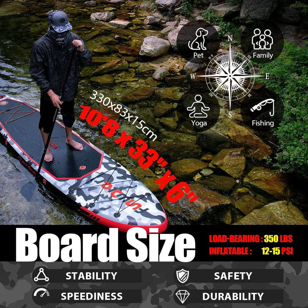 FunWater Inflatable Stand Up Paddle Board Premium SUP Paddle Accessories EVA Deck