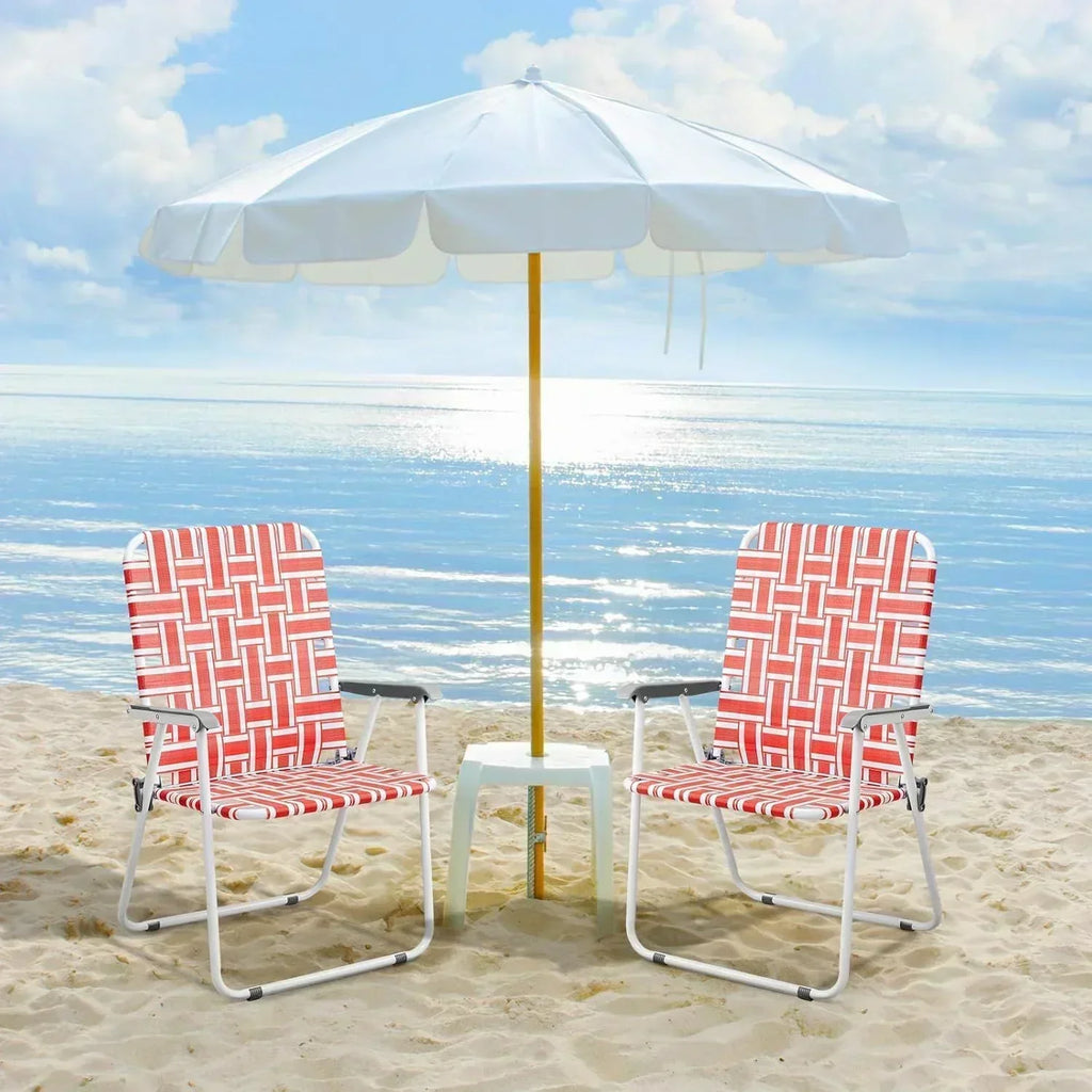 VINGLI Patio Lawn Webbed Folding Chairs Set of 2 Outdoor Beach Portable Lawn Chair