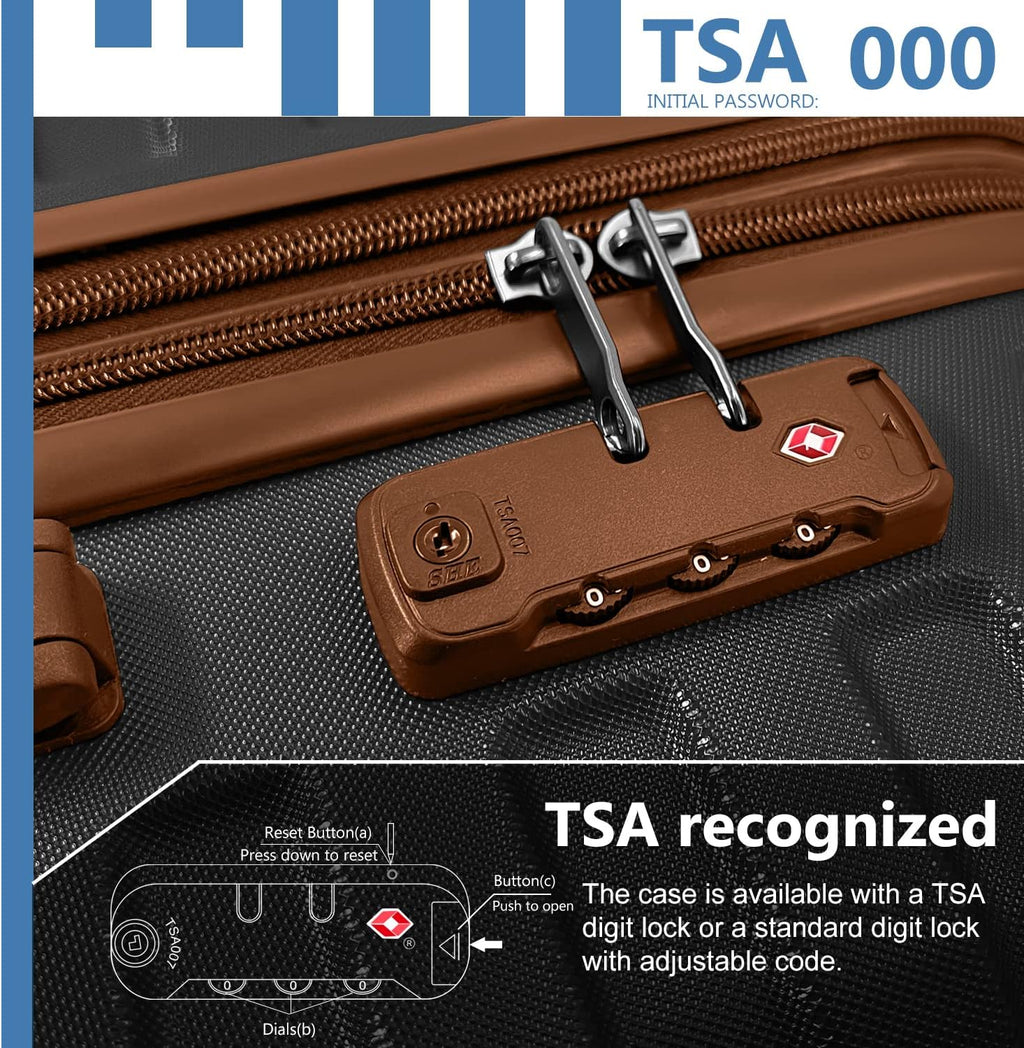 Luggage 6-piece hardshell expandable suitcase lightweight travel carry-on luggage set