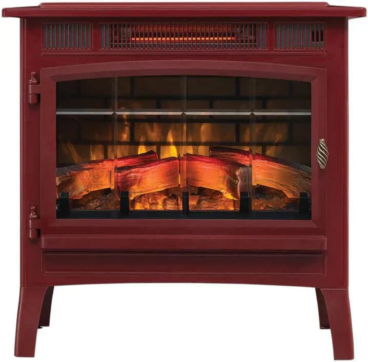 Freestanding Electric Fireplace Stove Heater with 3D Flame Effect for 1000 Sq. Ft