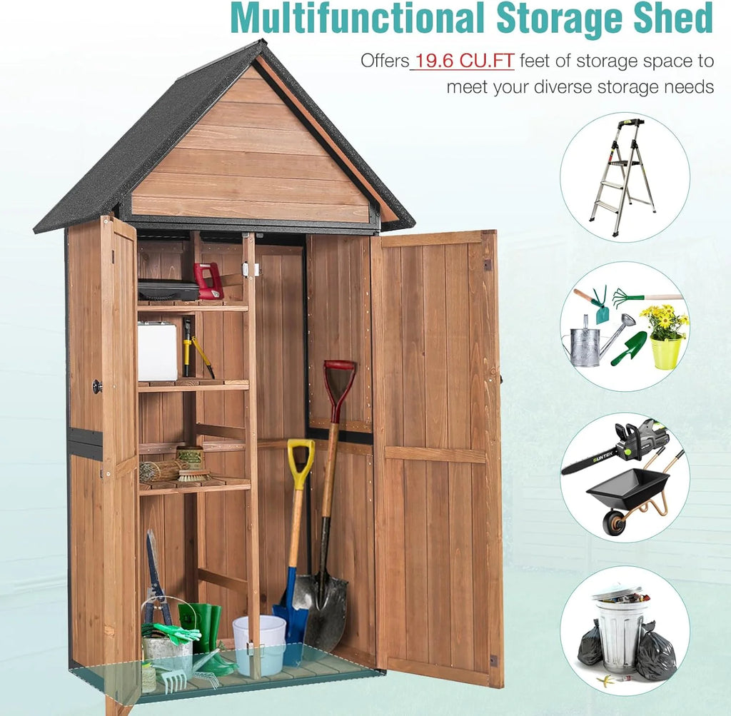 Sheds Outdoor Storage Garden Shed with Metal Frame Structure and Adjustable Shelves