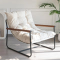 MAXYOYO Modern Accent Chair Comfy Living Room Chair with Metal Frame Wooden Armrest