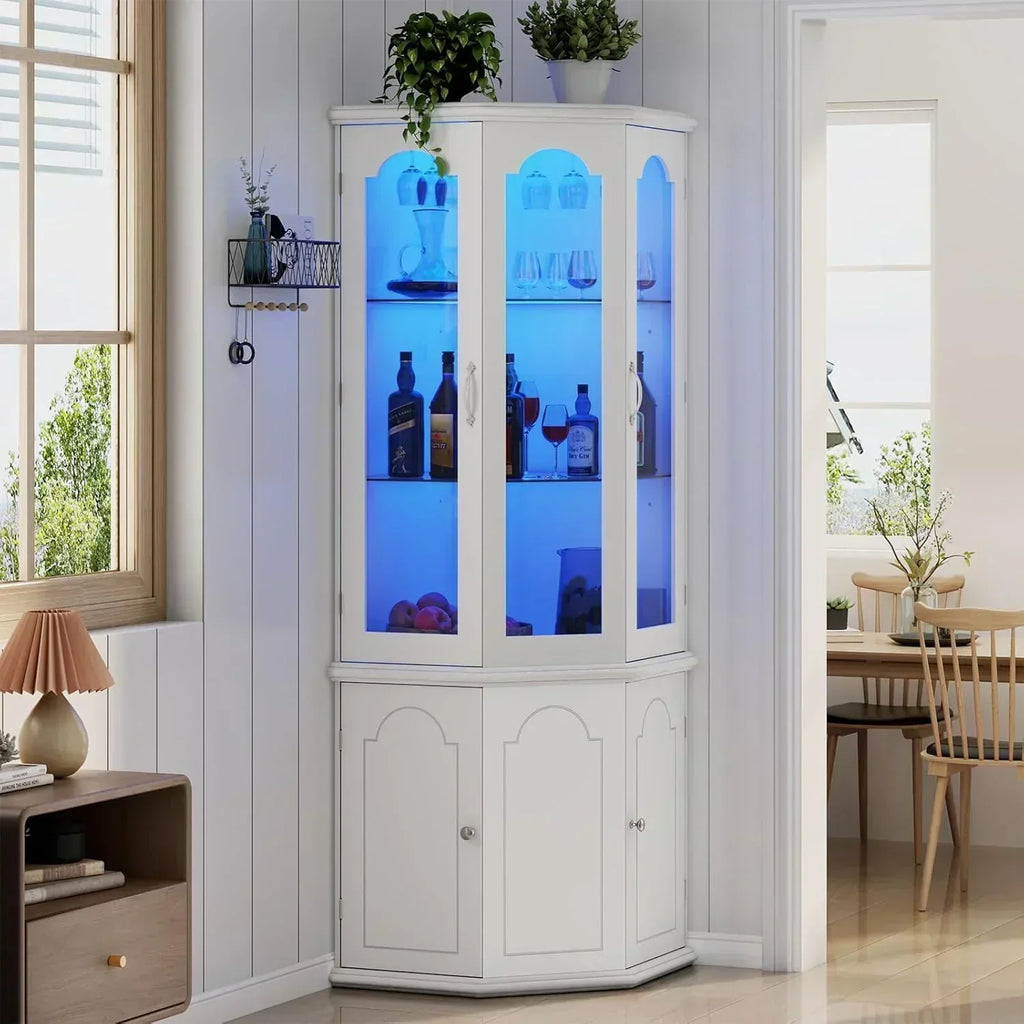 Corner wine cabinet with LED lights tall modern wine cabinet home bar wine storage cabinet