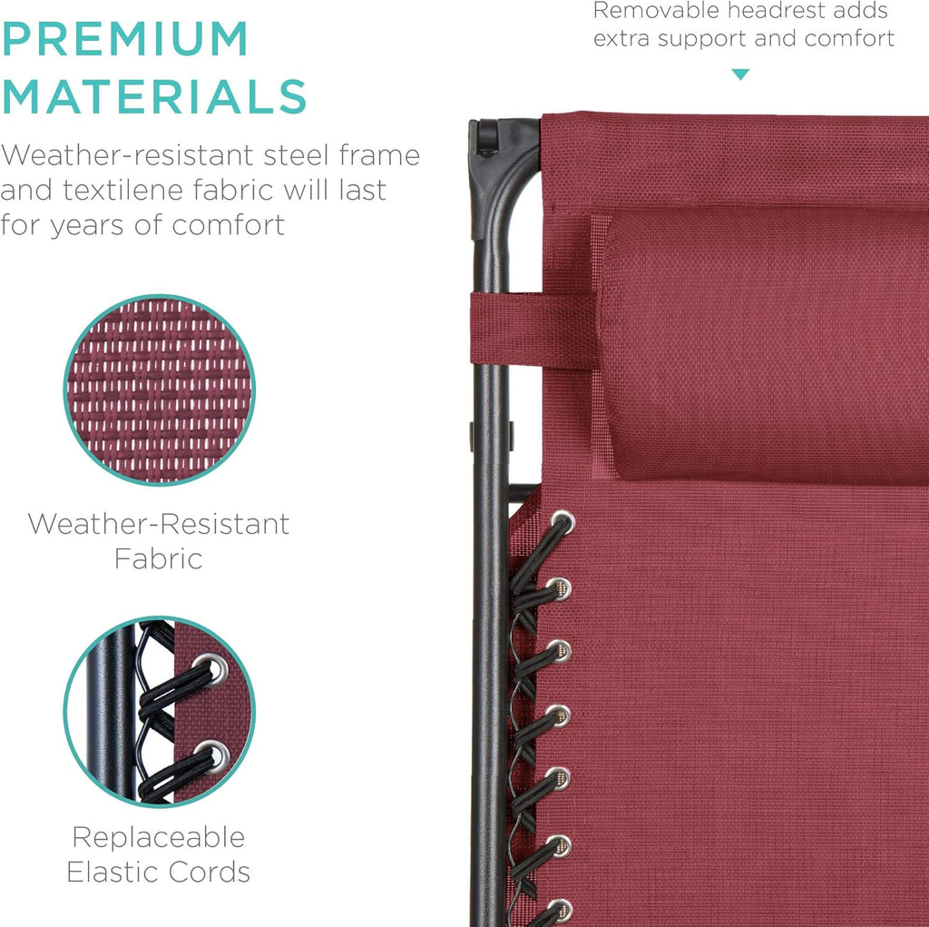 Best Choice Products Folding Zero Gravity Recliner Patio Lounge Chair Adjustable Canopy Shade